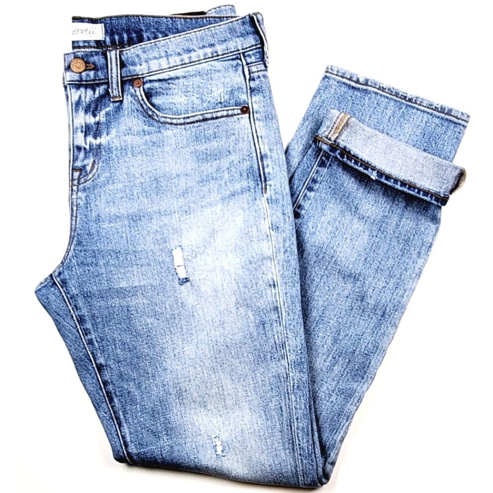 Madewell Slim Boyjean Light Wash Distressed Jeans